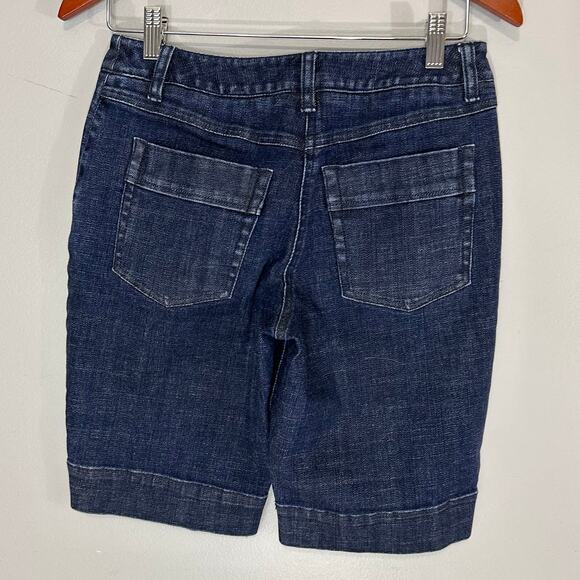 Talbots Midrise Stretch Dark Blue Cotton Spandex Denim Bermuda Jean Shorts Sz 4 - Picture 2 of 4